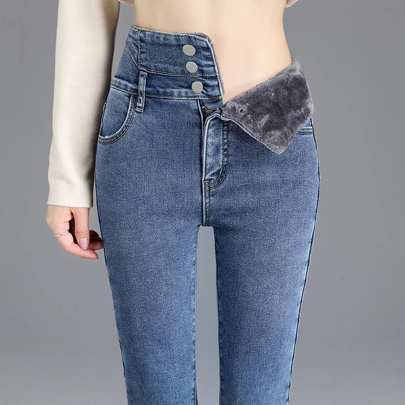 Women's Fleece-Lined Winter Skinny Jeans