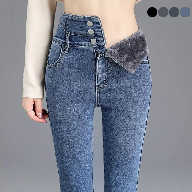 Women's Fleece-Lined Winter Skinny Jeans
