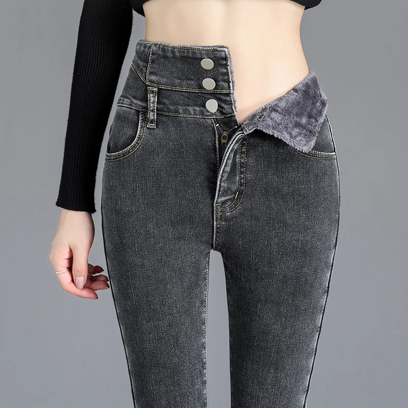 Women's Fleece-Lined Winter Skinny Jeans