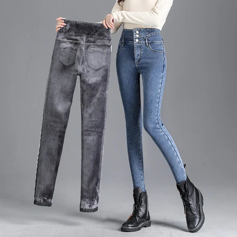 Women's Fleece-Lined Winter Skinny Jeans