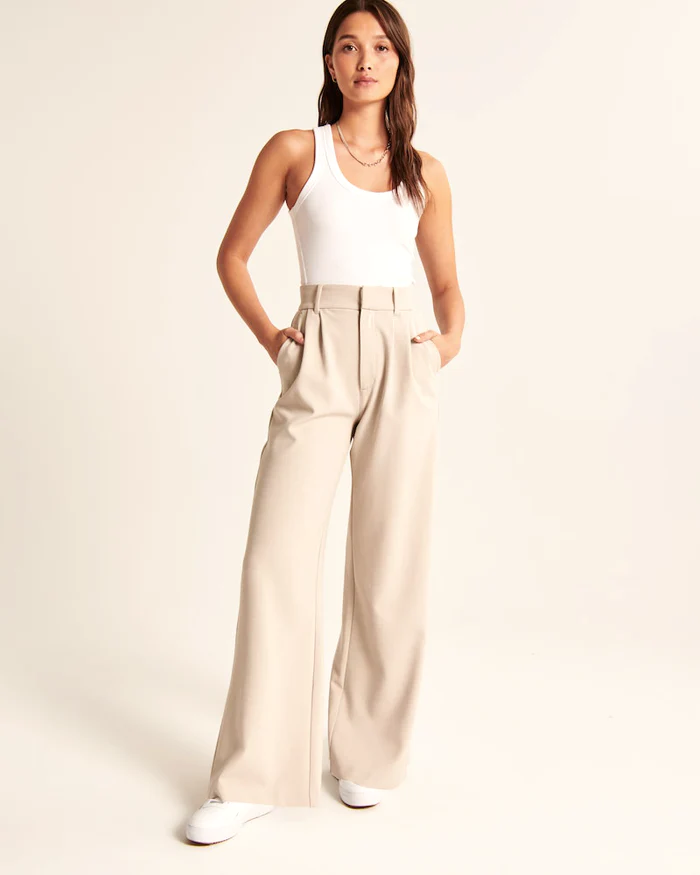 Women's Stylish Beige flared pants