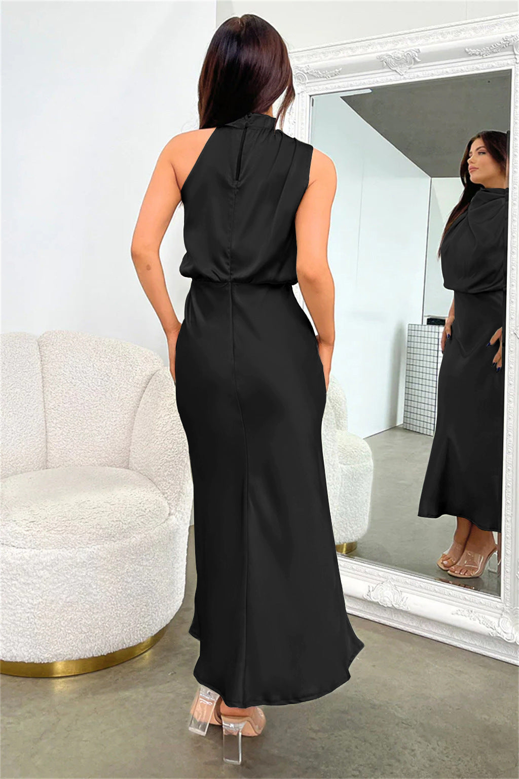 Women's luxurious long satin dress