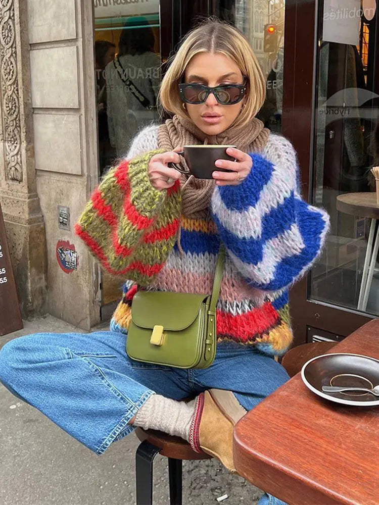 Women's Warm Wool Colourfull Oversized sweater