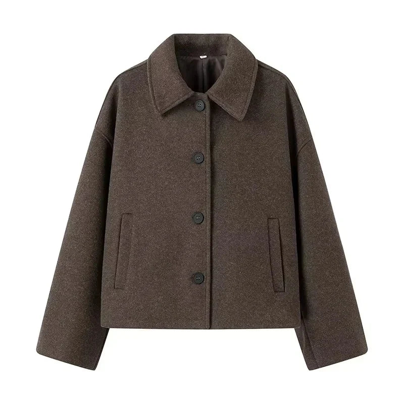 Women's Classic Brown Wool Coat
