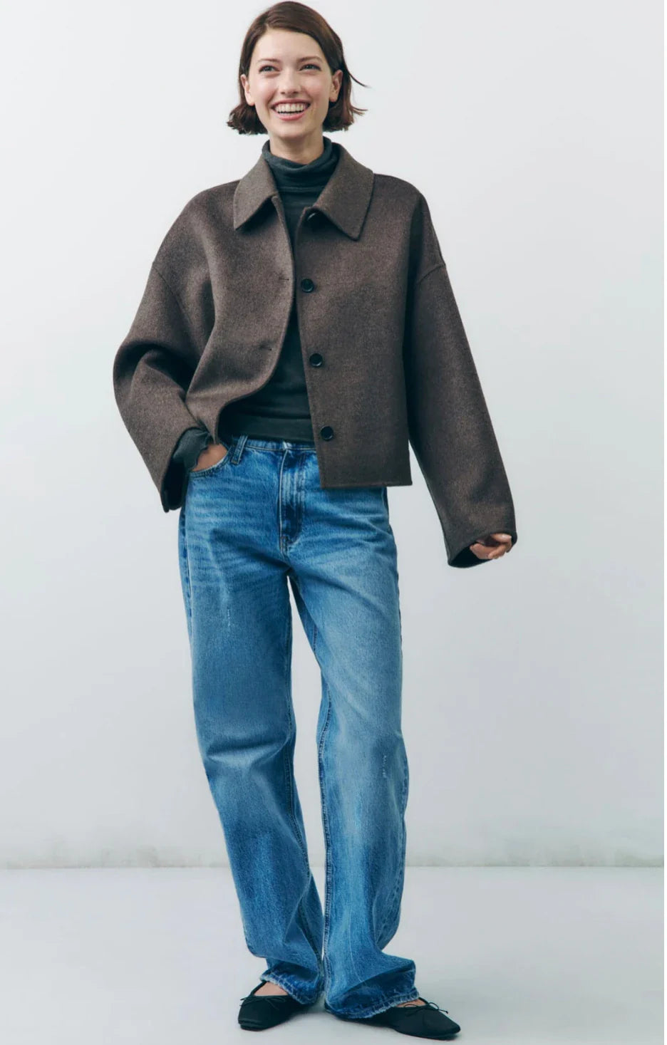 Women's Classic Brown Wool Coat