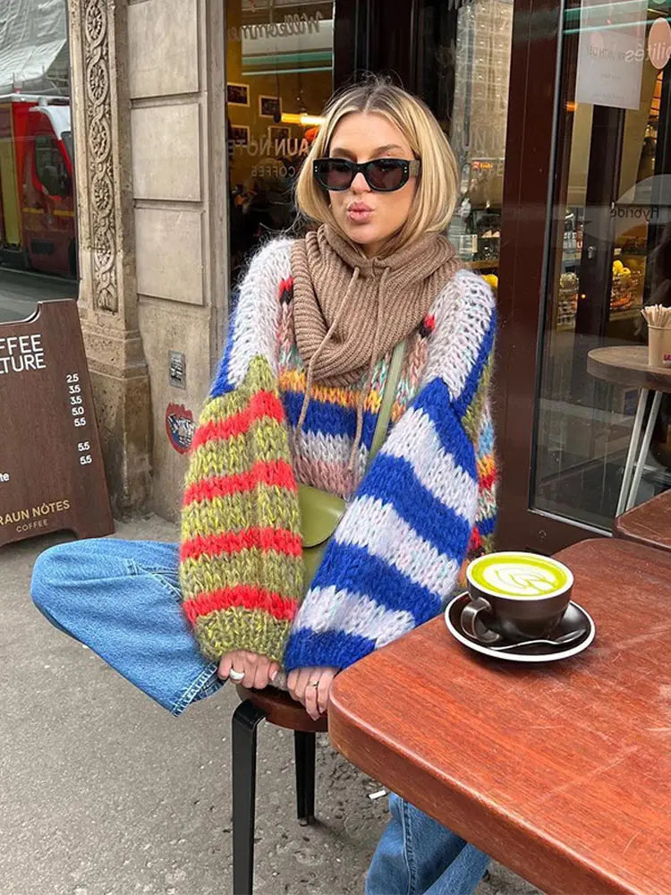 Women's Warm Wool Colourfull Oversized sweater