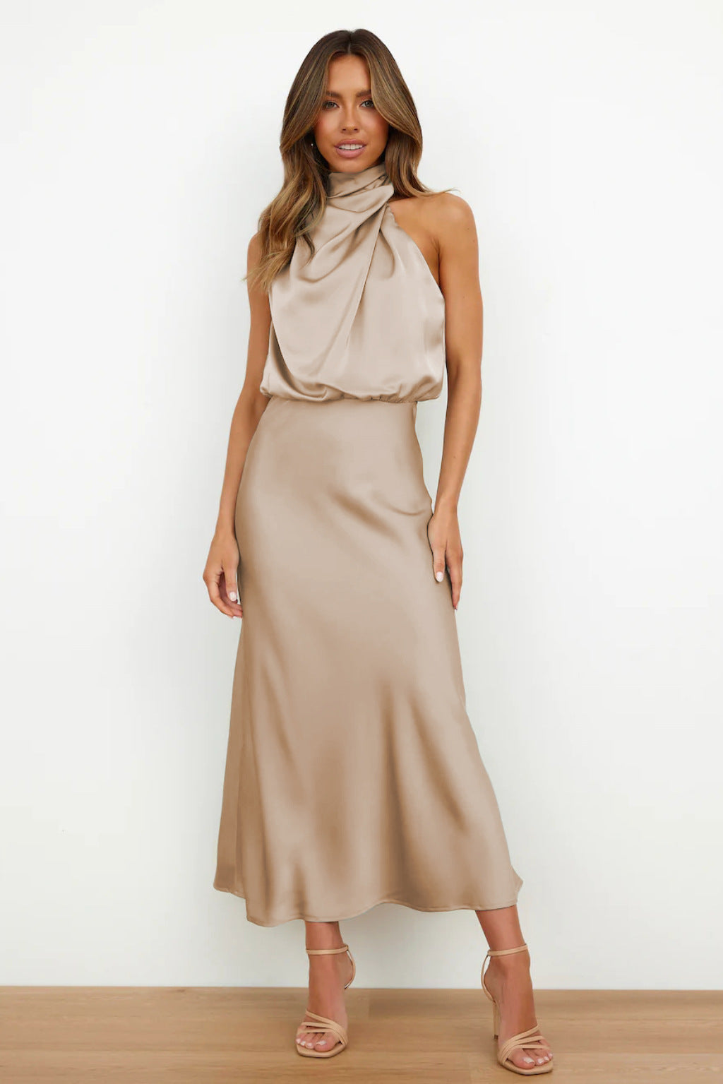 Women's luxurious long satin dress