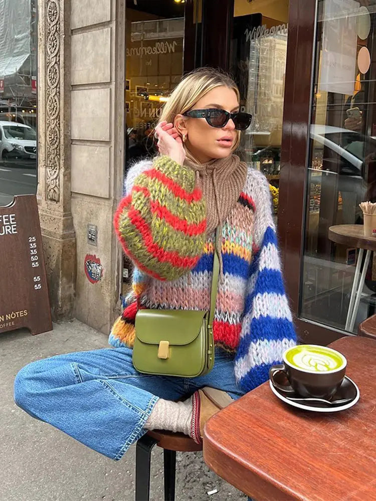 Women's Warm Wool Colourfull Oversized sweater