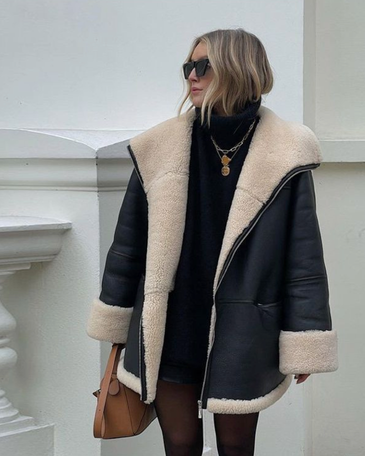 Women's Soft Fleece lined leather Winter Jacket