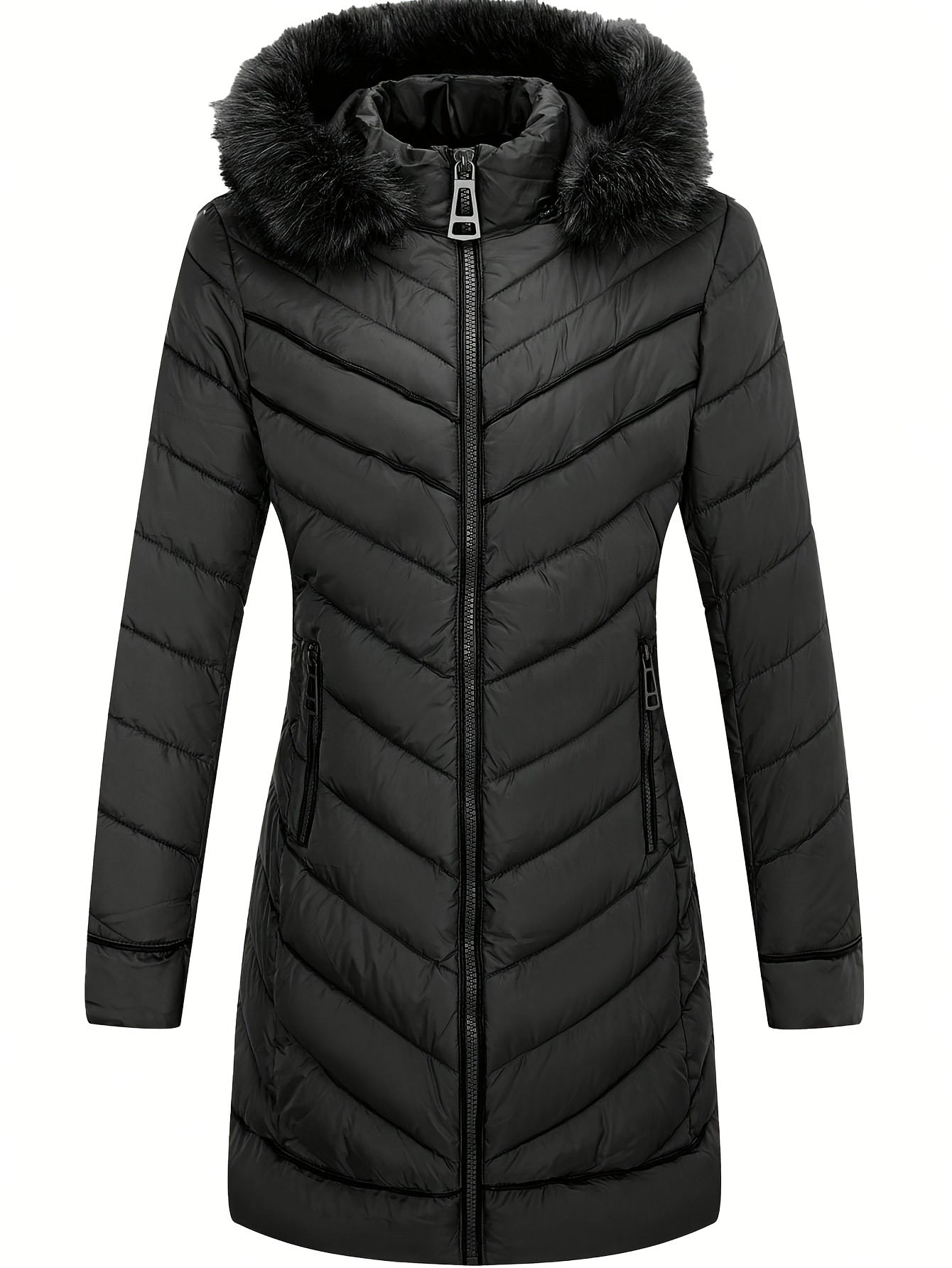 Women's Waterproof Long Wintercoat with Fur
