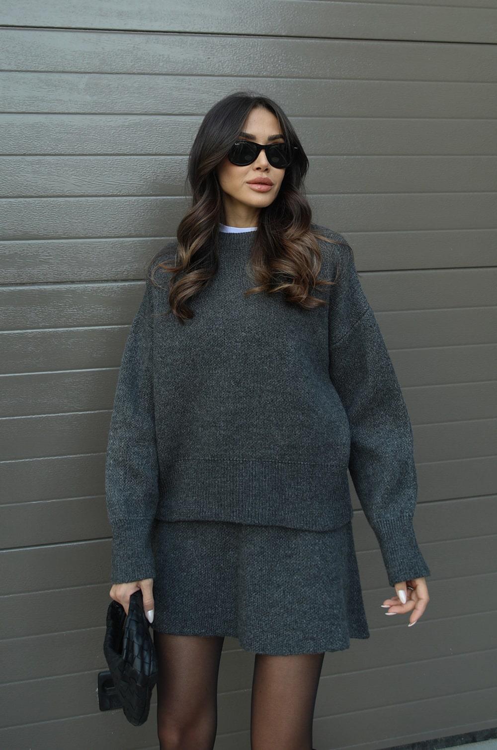 Women's Warm Knitted Skirt and Sweater set
