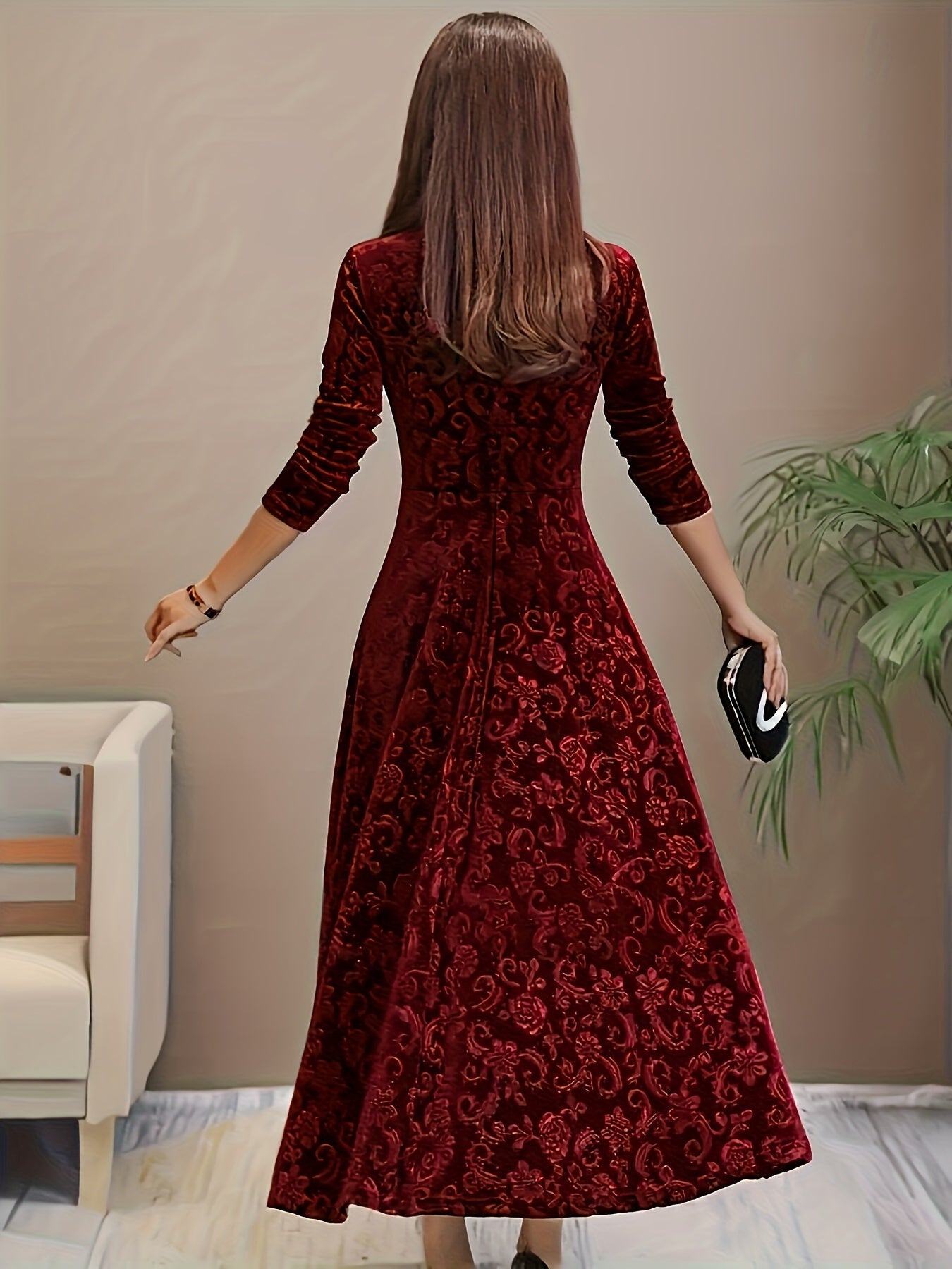 Women's Long sleeve dress with floral pattern