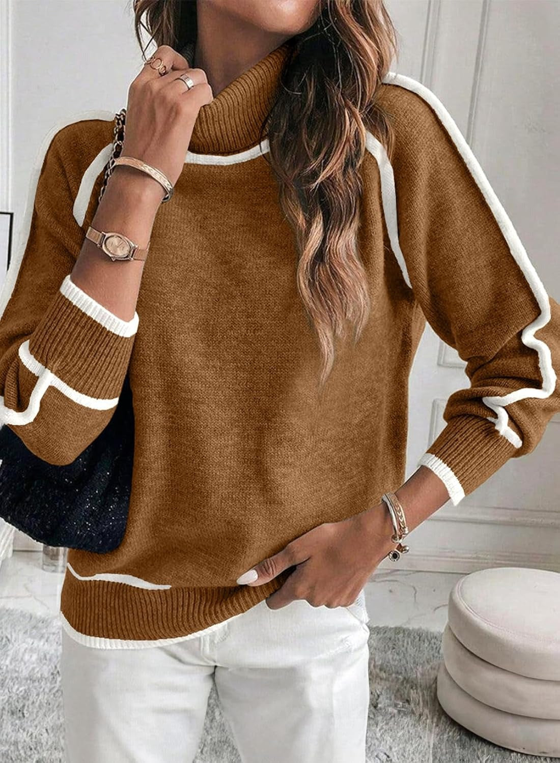 Women's elegant Merino Wool Turtleneck Sweater