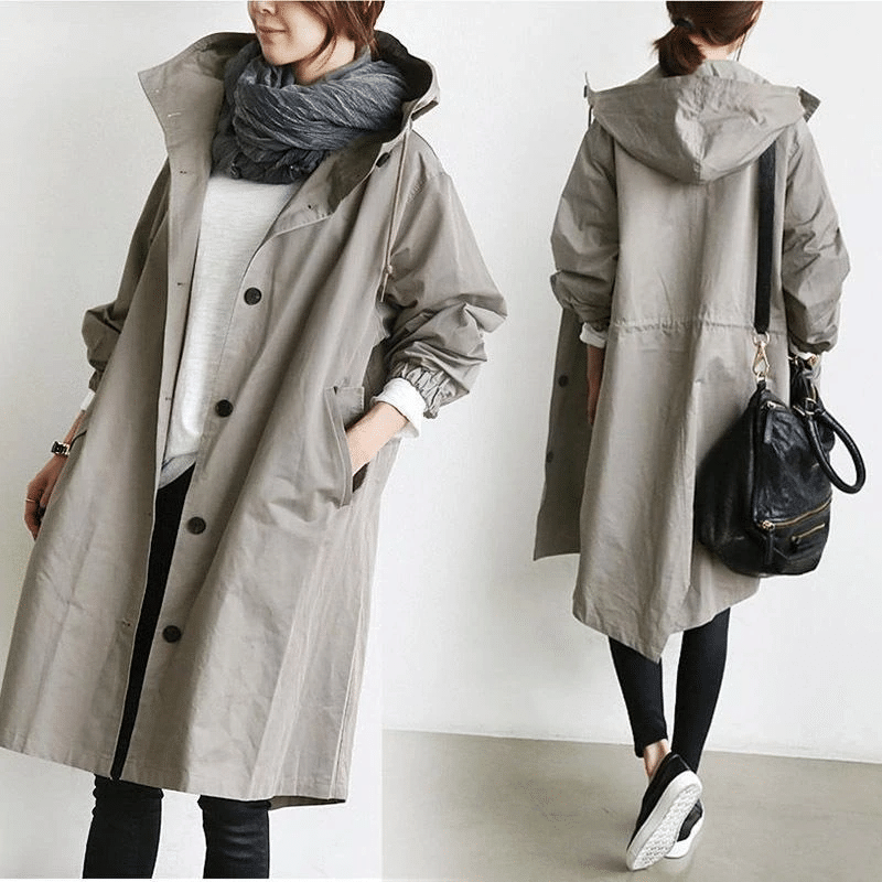 Women's Long Hooded  Rain Jacket