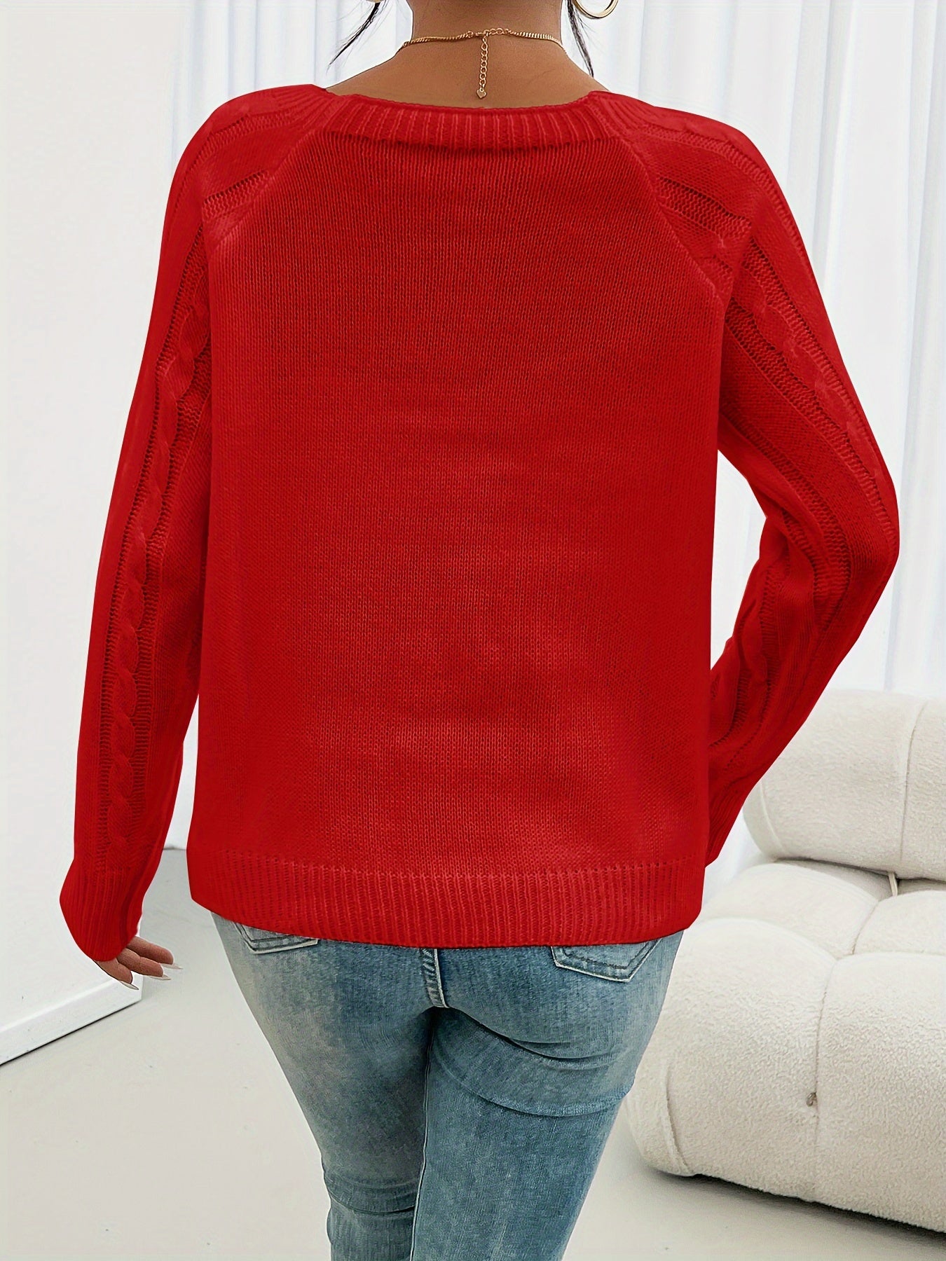 Women's Long Sleeve Cable Knit Sweater