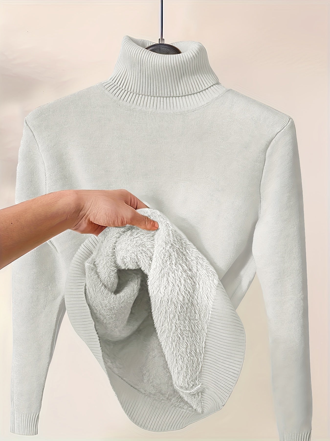 Women's Solid Fleecelined turtleneck sweater