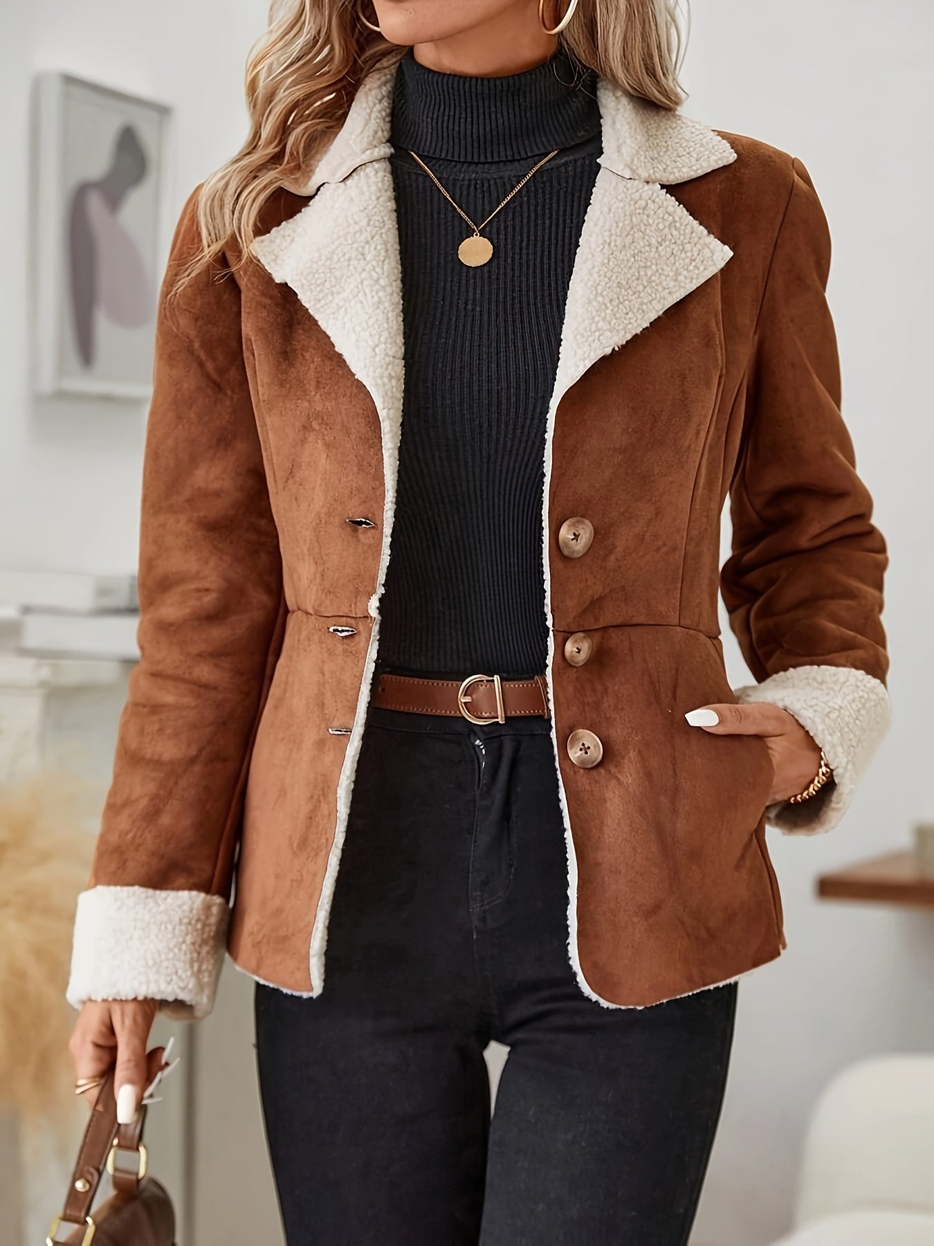 Women's Caramel coloured Fleecelined Coat