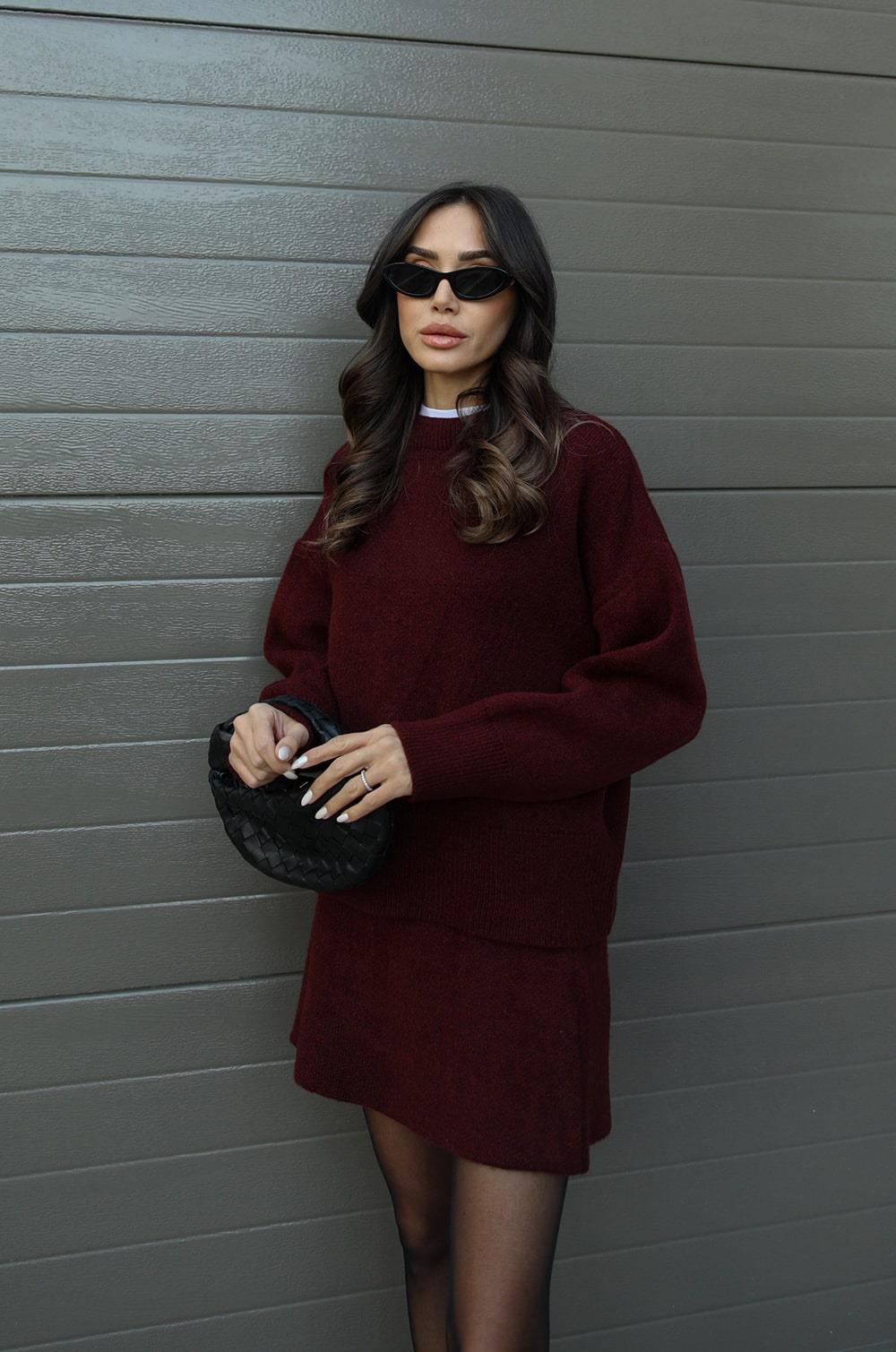 Women's Warm Knitted Skirt and Sweater set