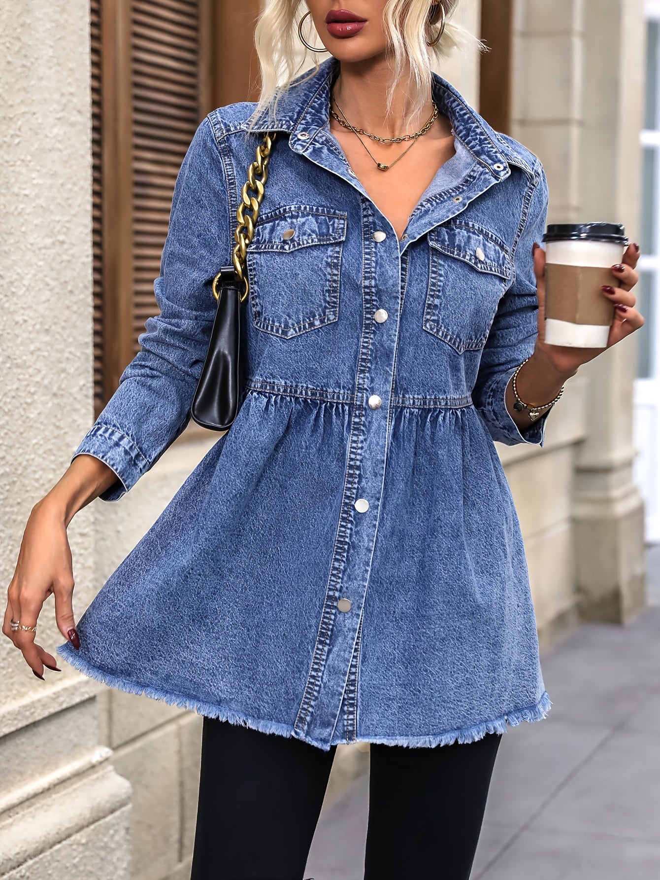 Women's Denim Peplum Jacket