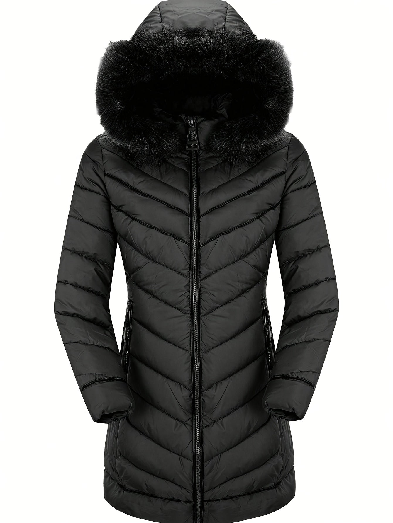 Women's Waterproof Long Wintercoat with Fur