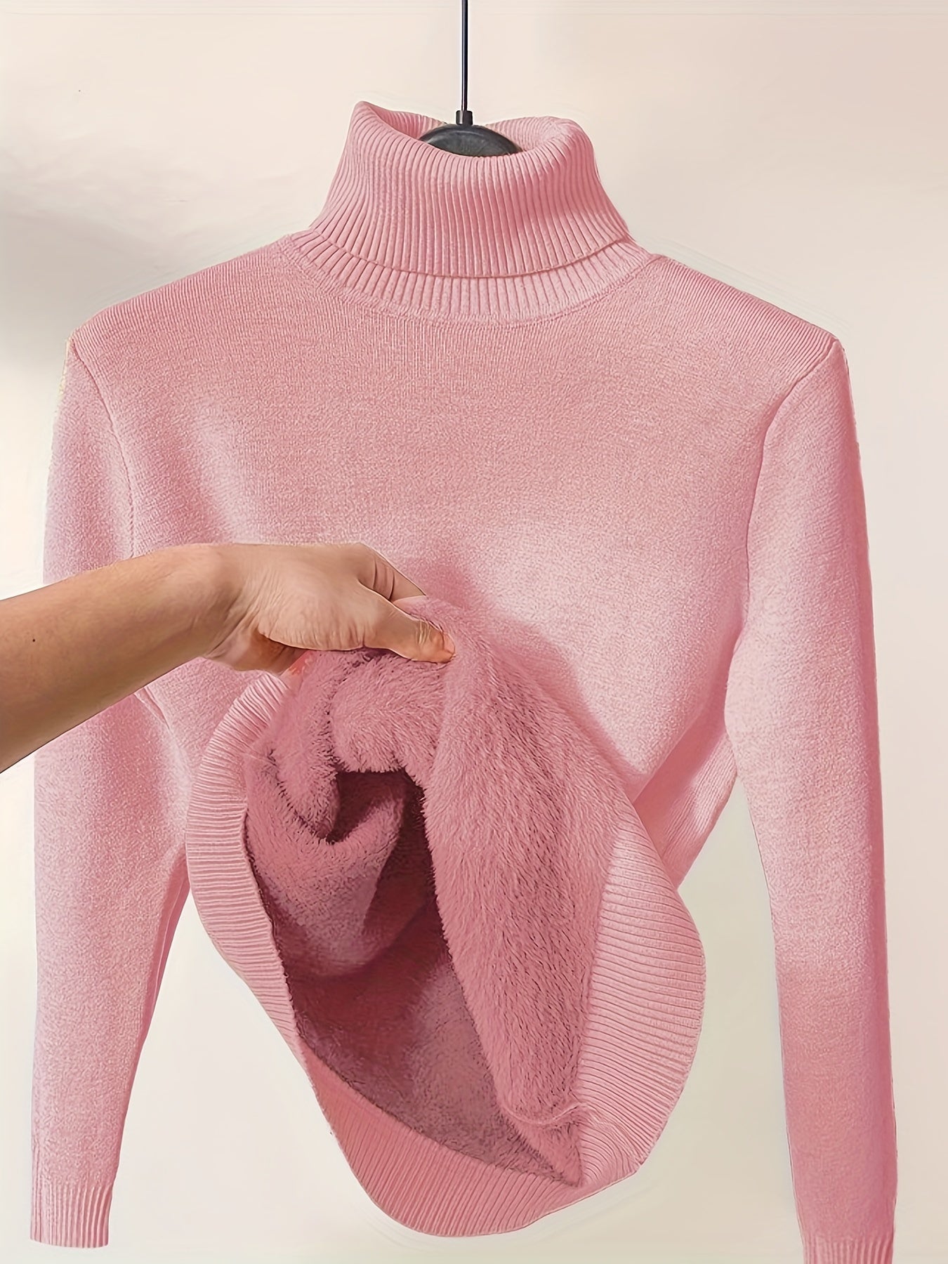 Women's Solid Fleecelined turtleneck sweater