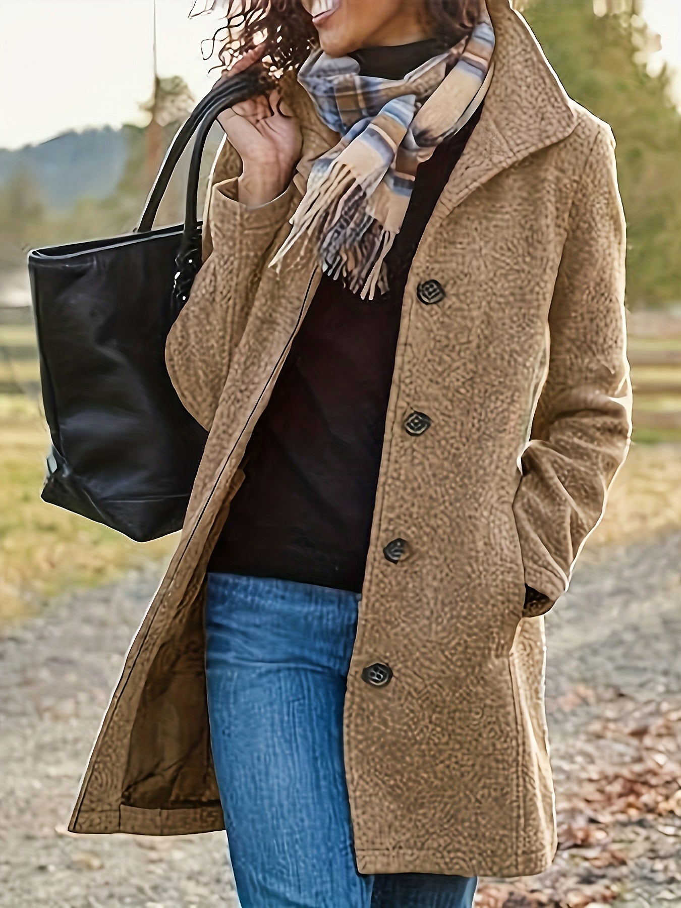 Women's Solid Colour Single Long winter coat