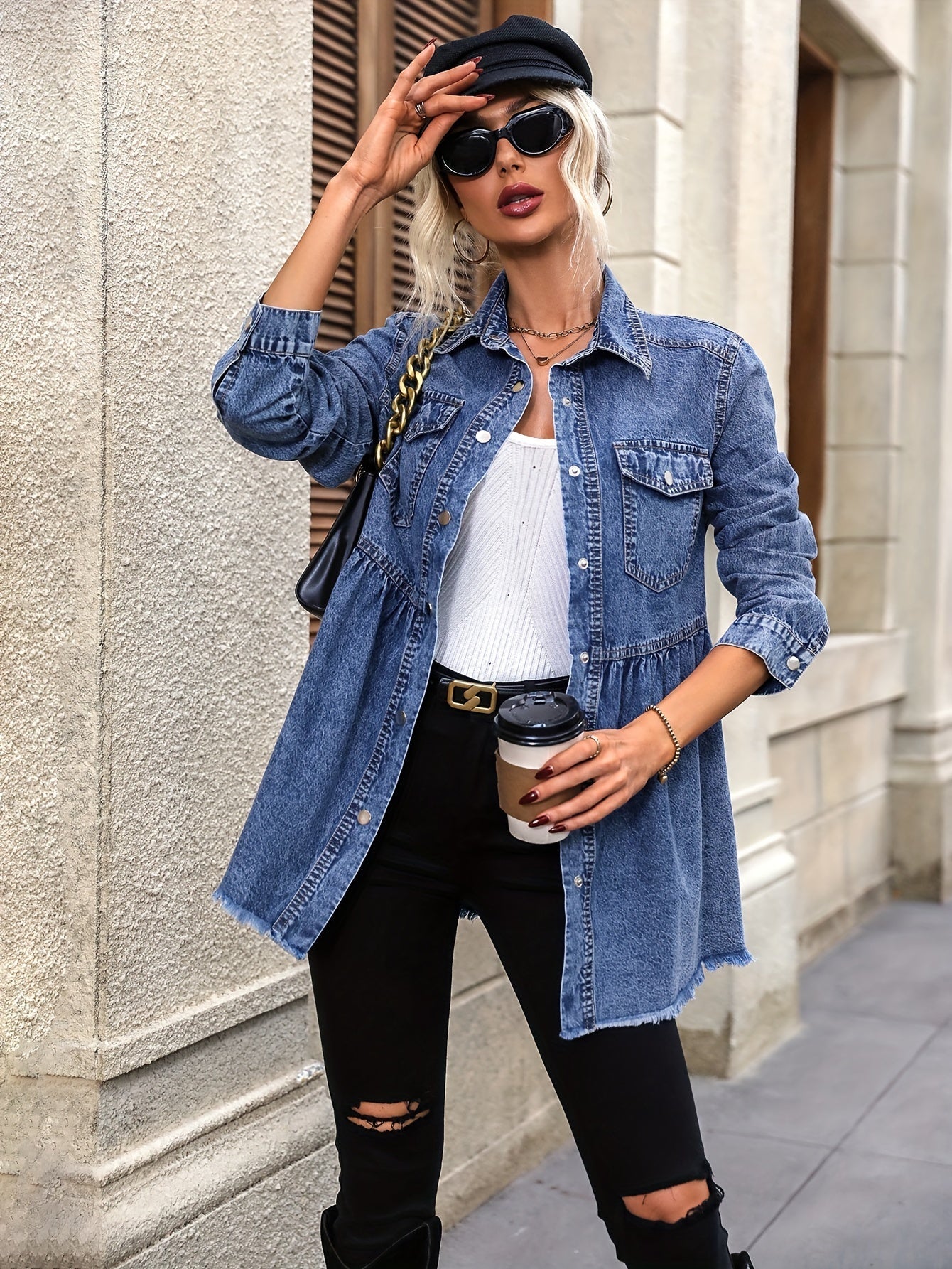 Women's Denim Peplum Jacket