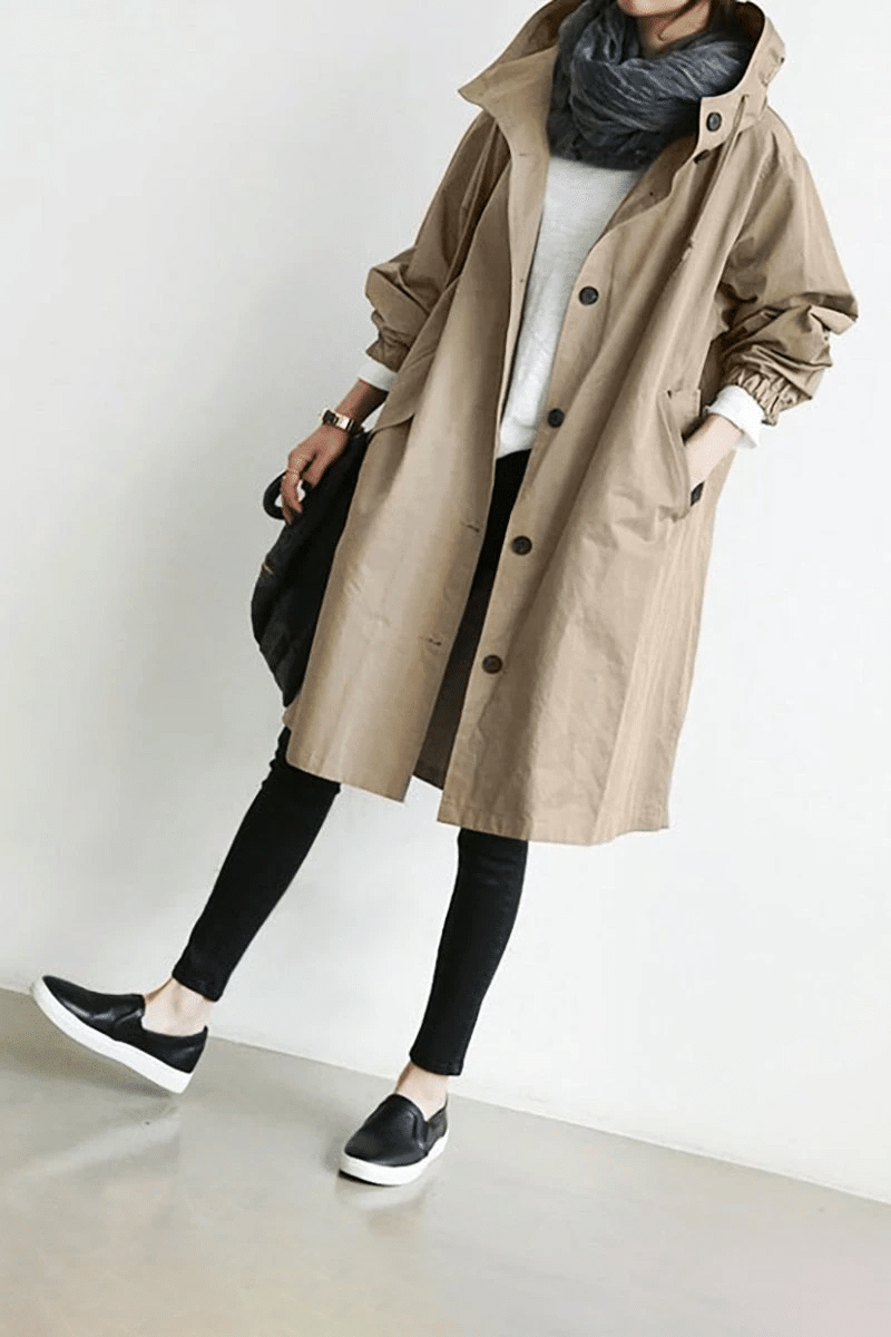 Women's Long Hooded  Rain Jacket