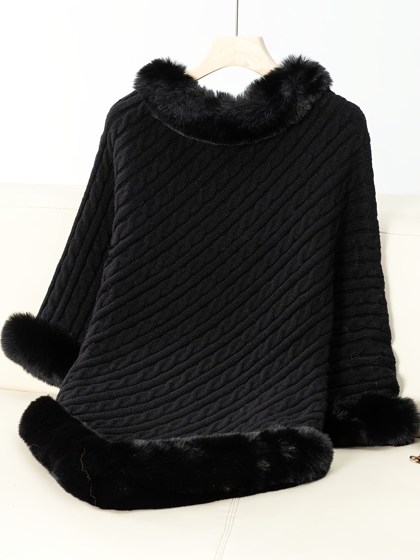 Women's Wool long top with fur