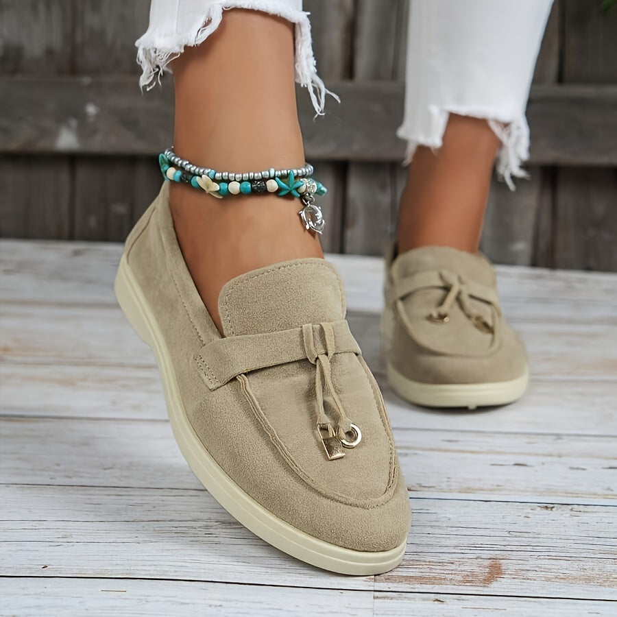 Women's Suede Loafers with Tassel Accents
