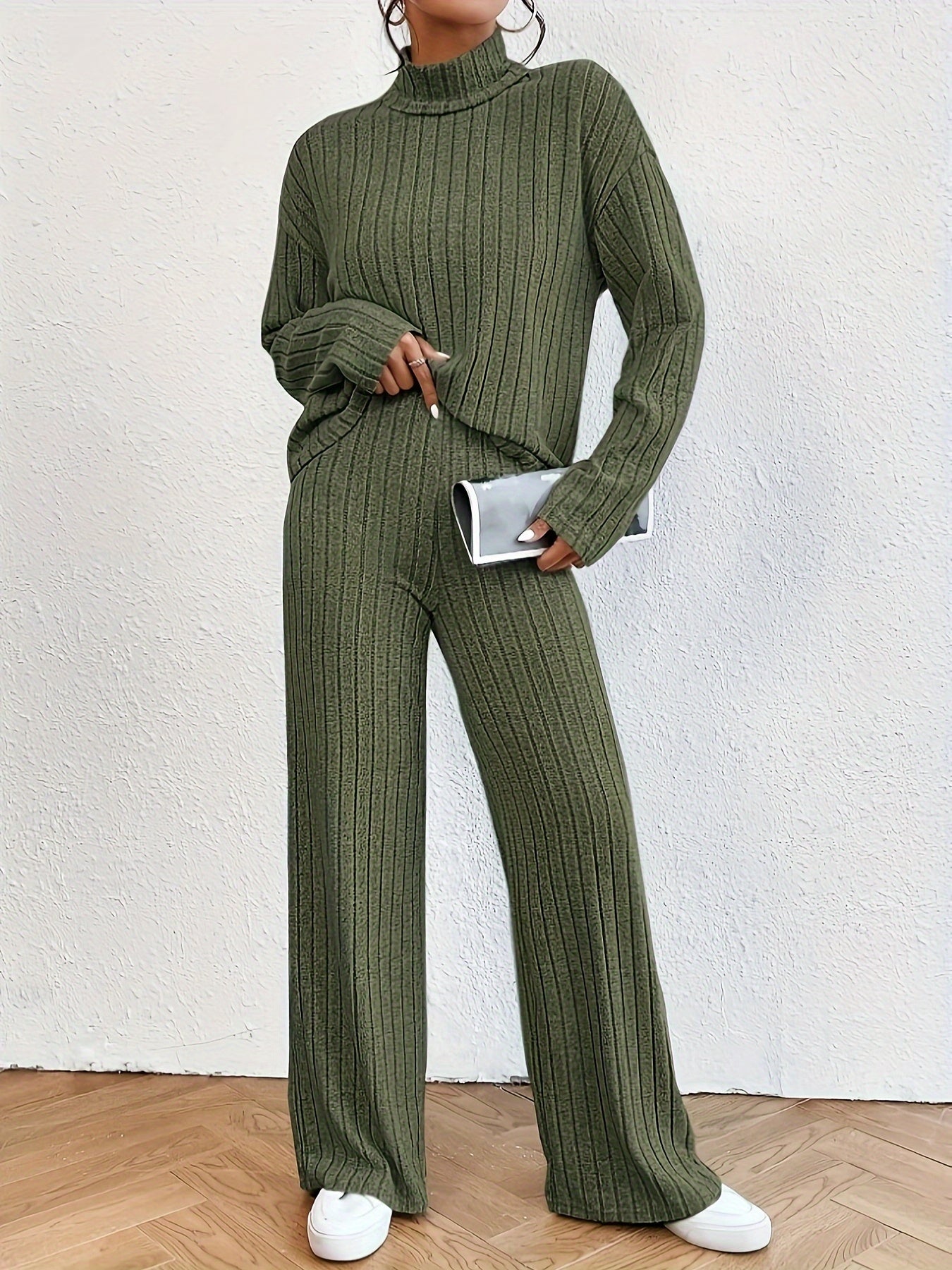 Women's  2-Piece Ribbed Knit Lounge Set