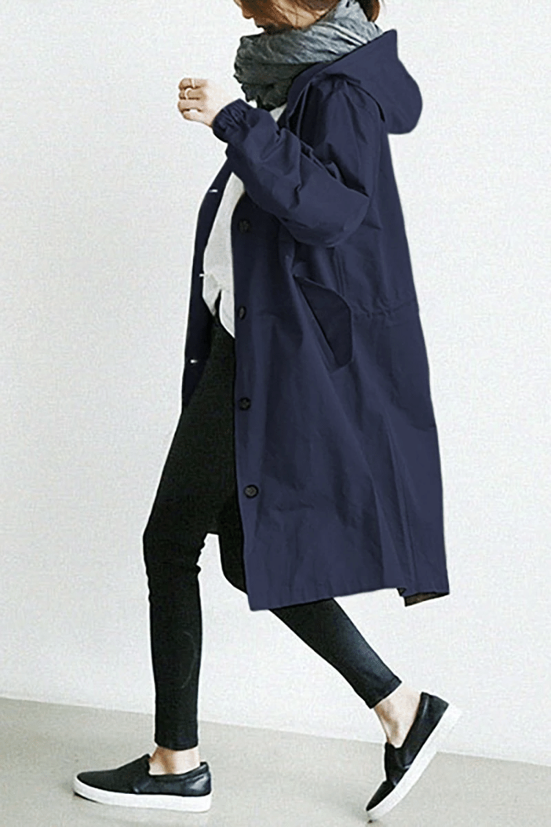 Women's Long Hooded  Rain Jacket