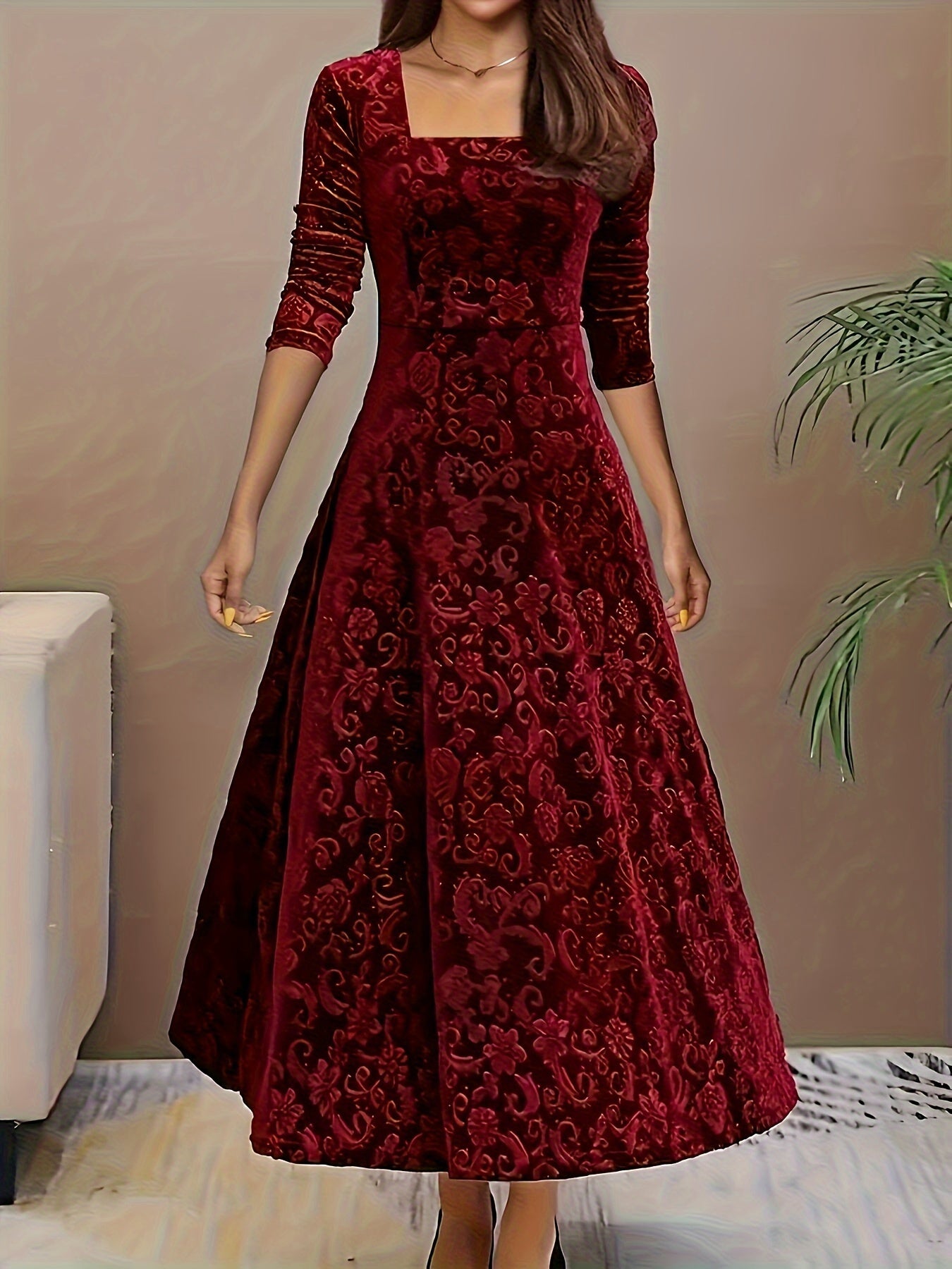 Women's Long sleeve dress with floral pattern