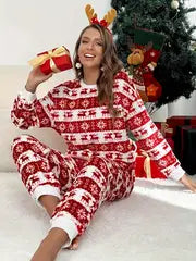 Women's Warm  Christmas pyama set