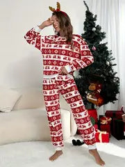 Women's Warm  Christmas pyama set
