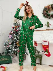 Women's Comfy satin Christmas pyama set