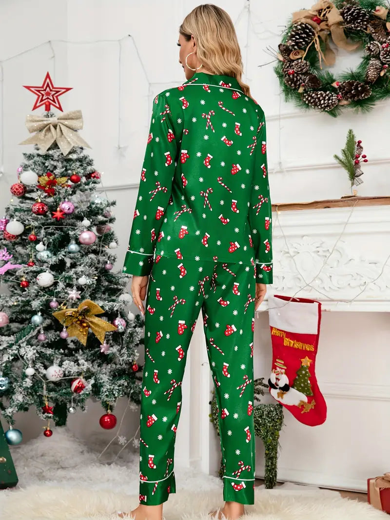 Women's Comfy satin Christmas pyama set