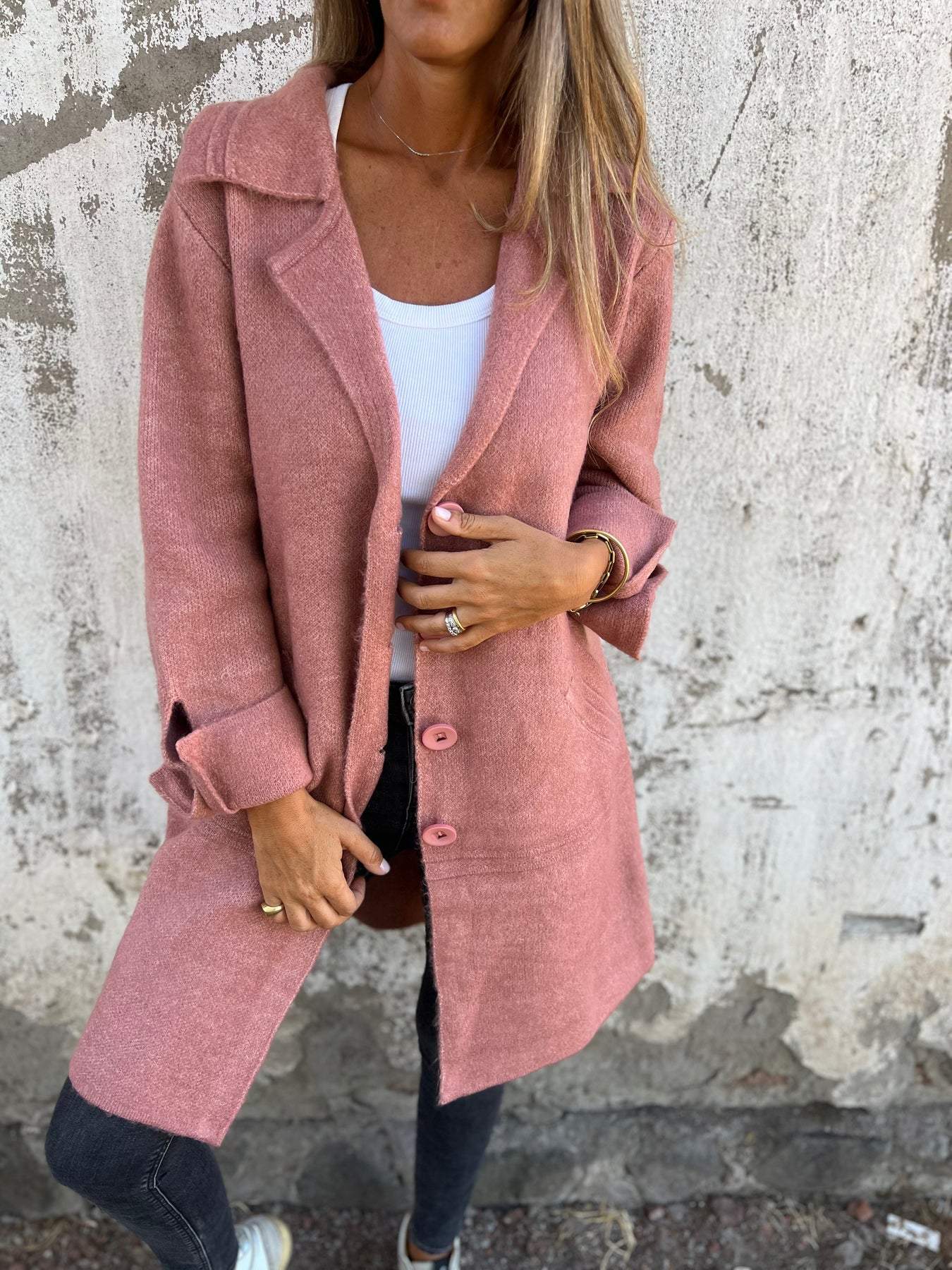 Women’s Elegant Long Lapel Coat