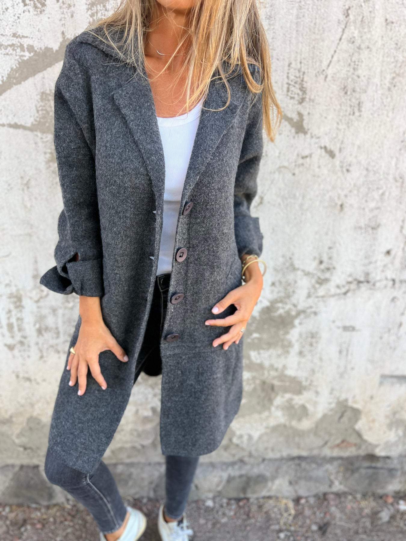 Women’s Elegant Long Lapel Coat