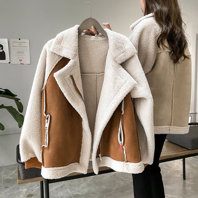 Women's Fleece Lined Leather Winter Jacket