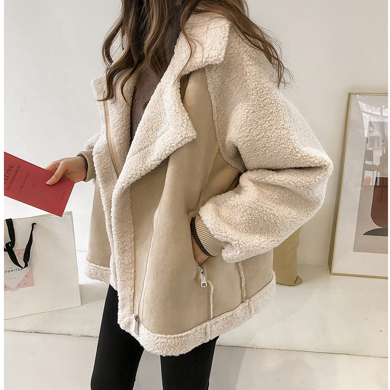 Women's Fleece Lined Leather Winter Jacket