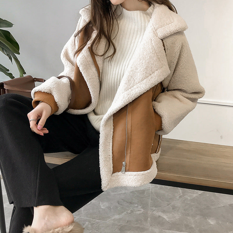 Women's Fleece Lined Leather Winter Jacket