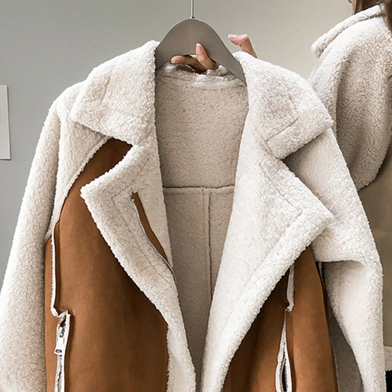 Women's Fleece Lined Leather Winter Jacket
